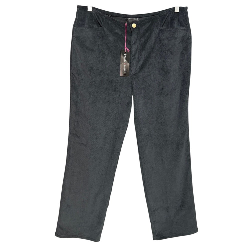 Mimi Royce Charcoal Corduroy Straight Leg Pants Womens 16 Stretch NWT Y2K Career
